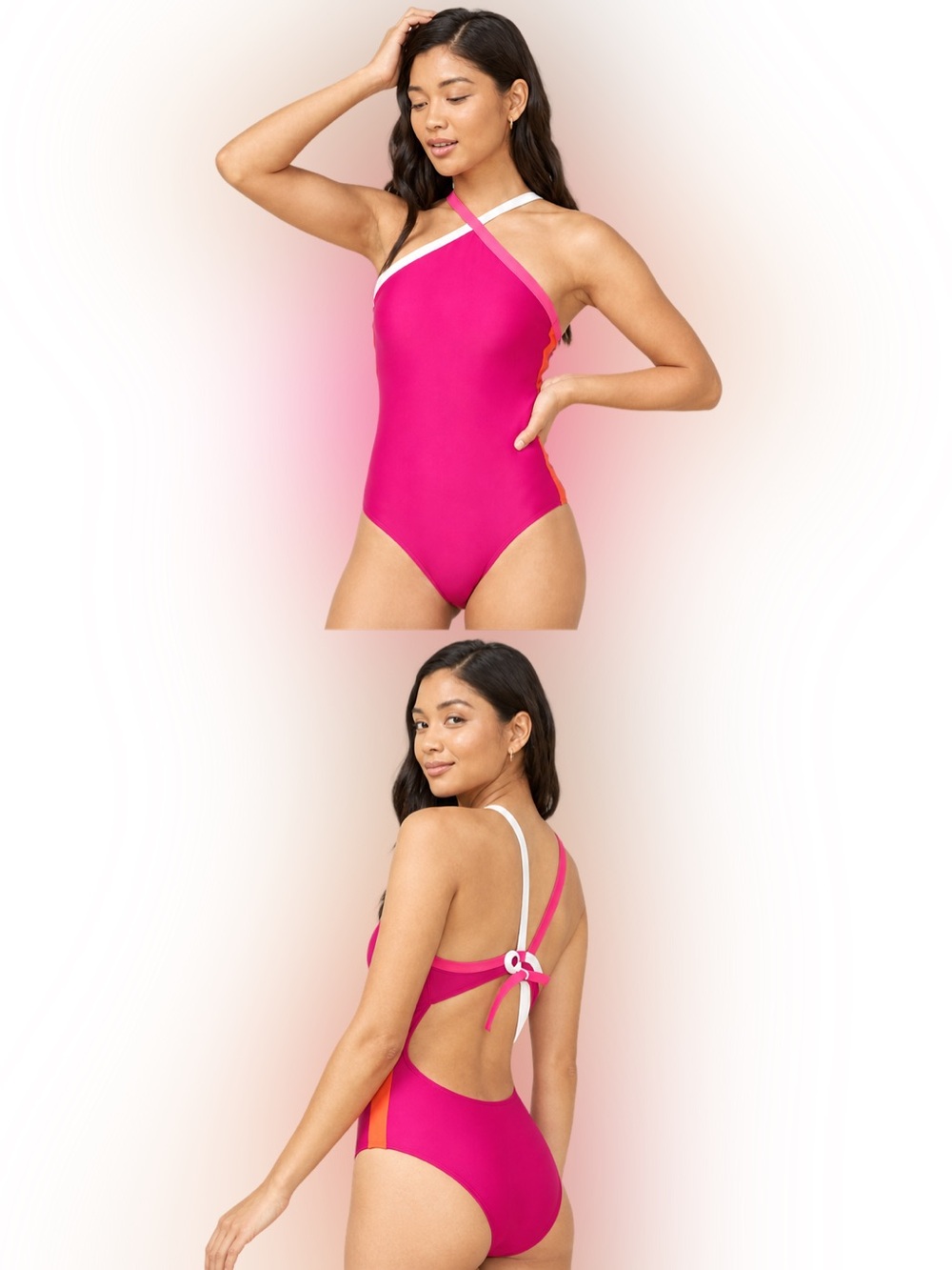 Summersalt The Deep Dive One Piece Swimsuit Sz 8 Colorblock Magenta Orange NWT